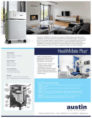 Austin Air Healthmate Plus Air Purifier Product Specs