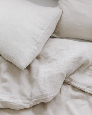 Linen Duvet Cover Set - Natural Chambray Queen