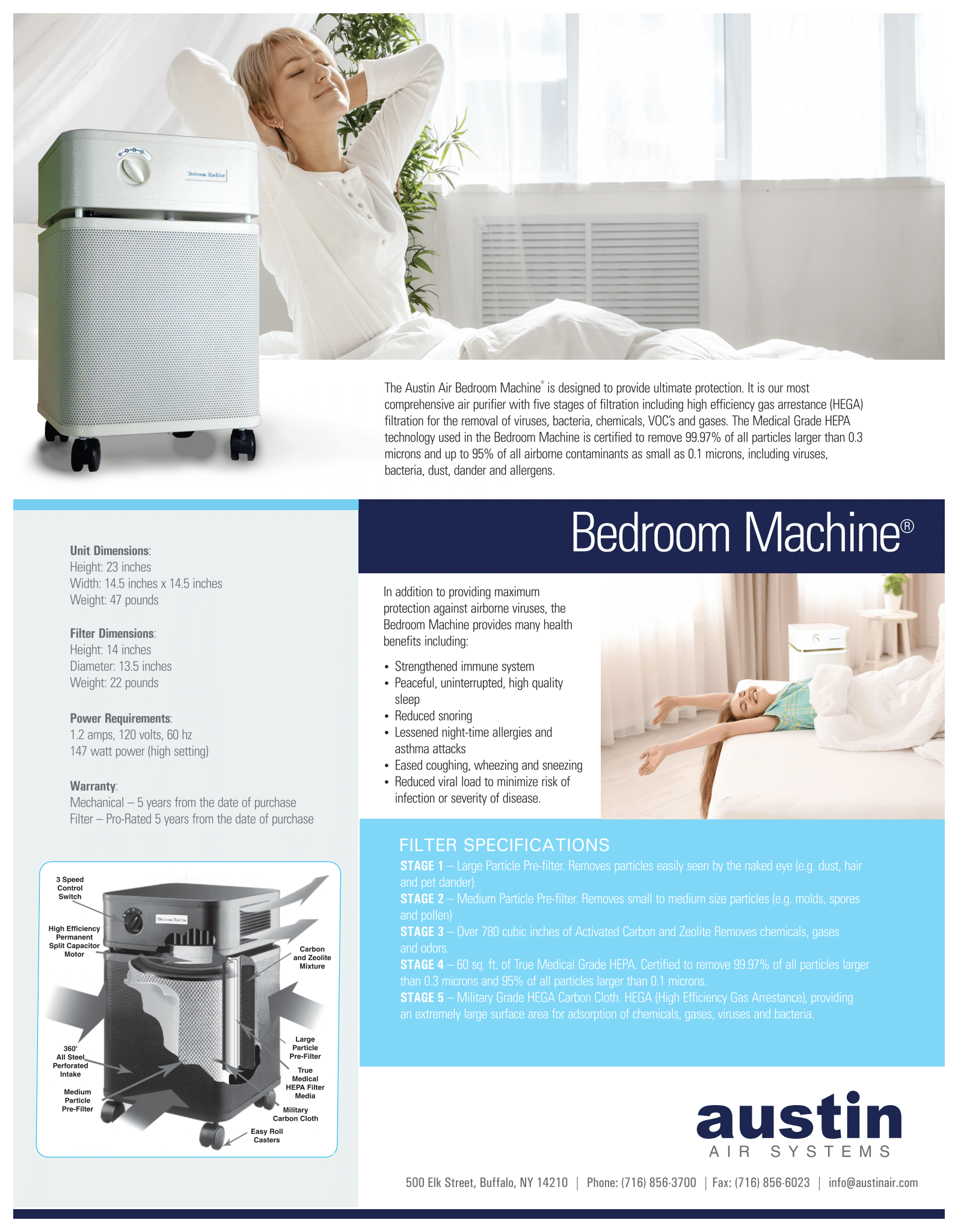 Austin Air Bedroom Machine Product Specs