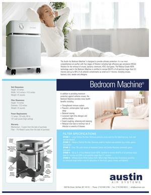 Austin Air Bedroom Machine Product Specs